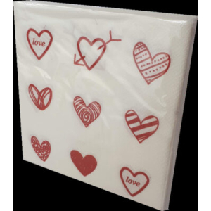 SERVILLETAS DECORADAS 33x33 HEARTS